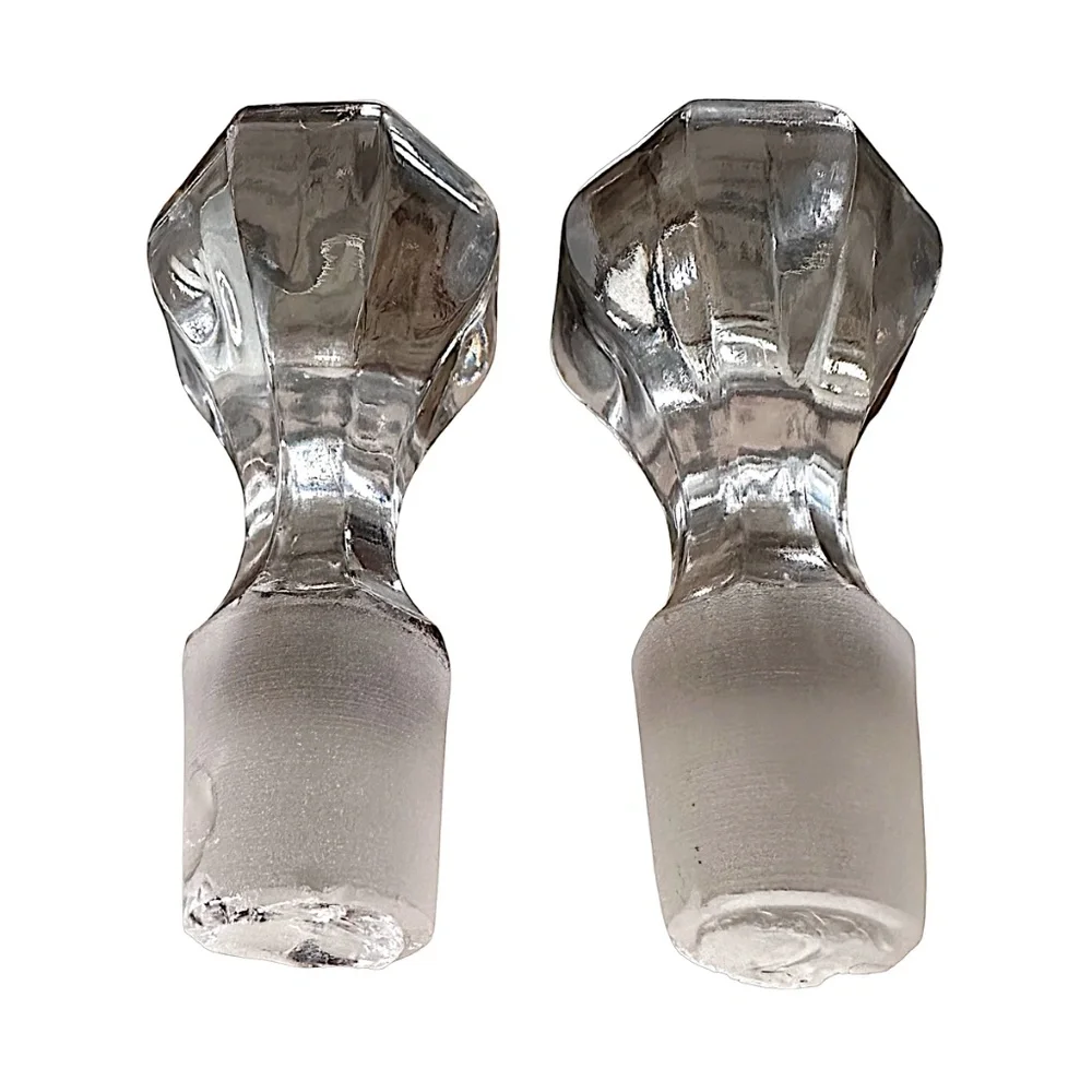 HEISEY PEERLESS Heavy Clear Pressed Glass Decanter 9 1/4” (pair of 2)  Stoppers